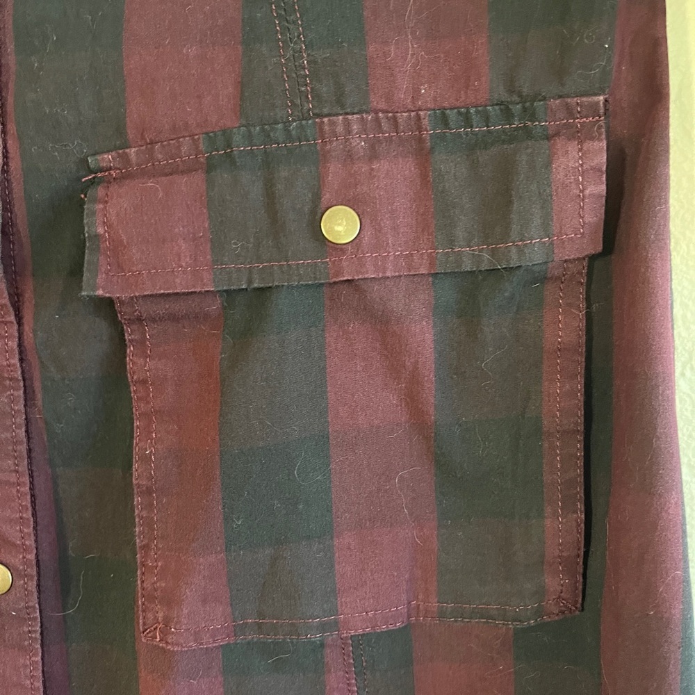 Women's CONVERSE One Star Snap Front 3/4 Sleeve Dress Black Maroon Size Small - Picture 7 of 8